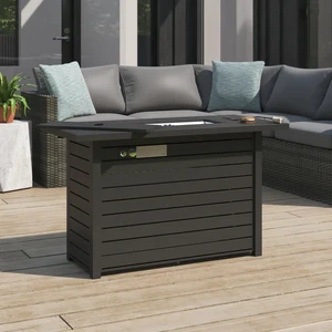 25" H x 42" W Steel Outdoor Fire Pit Table with Lid (Black) 25" H x 42" W Steel Outdoor Fire Pit Table with Lid (Black)