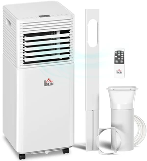 HOMCOM 10000 BTU Mobile Portable Air Conditioner for Rooms Up to 441 Sq.Ft., 4-in-1 AC Unit with Cooling, Dehumidifier, Fan, Sleep Mode, Remote, 24H Timer, LED Display, Window Kit, White HOMCOM 10000 BTU Mobile Portable Air Conditioner for Rooms Up to 441 Sq.Ft., 4-in-1 AC Unit with Cooling, Dehumidifier, Fan, Sleep Mode, Remote, 24H Timer, LED Display, Window Kit, White