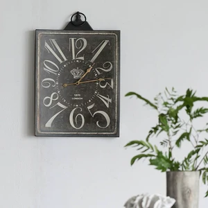 Large Vintage Black Rectangular Wall Clock with White Numerals, Home Decor Accent Clock Large Vintage Black Rectangular Wall Clock with White Numerals, Home Decor Accent Clock