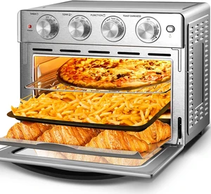 Geek Chef  6 Slice 26QT/26L Air Fryer Fry Oil-Free, Extra Large Toaster Oven Combo, Air Fryer Oven, Roast, Bake, Broil,Convection Countertop Oven, Accessories Included, Stainless Steel