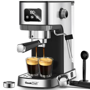 Geek Chef Espresso Machine, Cappuccino & Latte Machine with ESE POD Filter & Milk Frother Steam Wand, Accurate Temperature & Time Control, Compact Coffee Machine for Home,Stainless Steel Geek Chef Espresso Machine, Cappuccino & Latte Machine with ESE POD Filter & Milk Frother Steam Wand, Accurate Temperature & Time Control, Compact Coffee Machine for Home,Stainless Steel