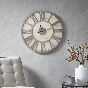 23.6" Wood Wall Clock Natural/Grey See below 23.6" Wood Wall Clock Natural/Grey See below