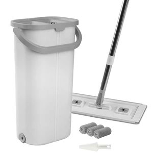 Mop and Bucket with Wringer Set, Wet & Dry Use, Flat Mop and Bucket System with 3 Washable Microfiber Pads, Flat Mop with Stainless Steel Handle, Mop Bucket Set for Hardwood Tile Vinyl Mop and Bucket with Wringer Set, Wet & Dry Use, Flat Mop and Bucket System with 3 Washable Microfiber Pads, Flat Mop with Stainless Steel Handle, Mop Bucket Set for Hardwood Tile Vinyl