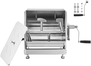 Manual Meat Mixer, 60 Pound Max Capacity Tilt Tank Meat Mixer, Stainless Steel Meat Processing Equipment, Sausage Mixer Machine with Lid and Handle, Ground Beef Hand Mixer, Silver Manual Meat Mixer, 60 Pound Max Capacity Tilt Tank Meat Mixer, Stainless Steel Meat Processing Equipment, Sausage Mixer Machine with Lid and Handle, Ground Beef Hand Mixer, Silver