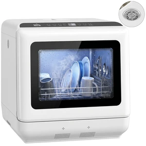 HOMCOM Countertop Dishwasher, Portable Mini Dishwasher with 1.6 Gal Built-in Water Tank, 5 Washing Programs, Air-Dry Function, 158°F High-Temp, No Hookup Needed, 4 Place Settings for Apartments & RVs HOMCOM Countertop Dishwasher, Portable Mini Dishwasher with 1.6 Gal Built-in Water Tank, 5 Washing Programs, Air-Dry Function, 158°F High-Temp, No Hookup Needed, 4 Place Settings for Apartments & RVs