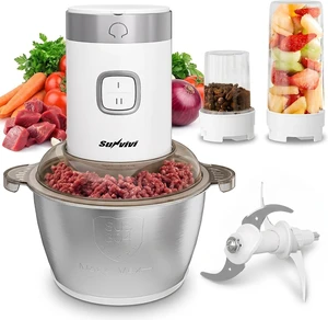 4-IN-1 Food Processor: 350W Electric Meat Grinder, 2 Bi-Layer 4 Blades, 1.8L Stainless Steel Bowl, Juicer, Coffee Grinder, Garlic Peeler, Vegetable Chopper, 2-Speed, 150&350ml Cups, White 4-IN-1 Food Processor: 350W Electric Meat Grinder, 2 Bi-Layer 4 Blades, 1.8L Stainless Steel Bowl, Juicer, Coffee Grinder, Garlic Peeler, Vegetable Chopper, 2-Speed, 150&350ml Cups, White