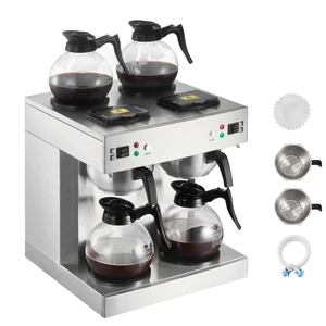 Commercial Drip Coffee Maker, 24 Cups Coffee-Maker Machine with 4 Glass Carafes and 4 Decanter Warmer Plates, Stainless Steel Dual-Head Coffee Brewer, for Restaurant, Office, Coffee Shop & Home Commercial Drip Coffee Maker, 24 Cups Coffee-Maker Machine with 4 Glass Carafes and 4 Decanter Warmer Plates, Stainless Steel Dual-Head Coffee Brewer, for Restaurant, Office, Coffee Shop & Home