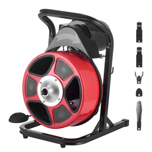 Drain Cleaner Machine 50 FT x 1/2 Inch, Manual Feed Sewer Snake Auger with 4 Cutters & Air-Activated Foot Switch for 2" to 6" Pipes Drain Cleaner Machine 50 FT x 1/2 Inch, Manual Feed Sewer Snake Auger with 4 Cutters & Air-Activated Foot Switch for 2" to 6" Pipes