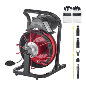 Drain Cleaner Machine 50 FT x 5/16 Inch, Auto Feed Sewer Snake Auger with 4 Cutters & Air-Activated Foot Switch for 2" to 4" Pipes Drain Cleaner Machine 50 FT x 5/16 Inch, Auto Feed Sewer Snake Auger with 4 Cutters & Air-Activated Foot Switch for 2" to 4" Pipes