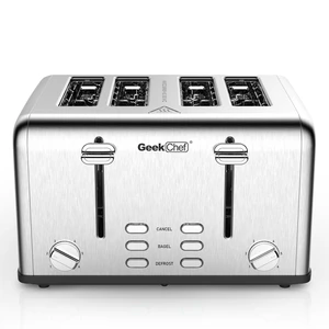 4 Slice Stainless Steel Toaster Extra Wide Slots Dual Independent Control 6 Browning Levels Bagel Defrost Cancel Function Removable Crumb Tray for Family Breakfast 4 Slice Stainless Steel Toaster Extra Wide Slots Dual Independent Control 6 Browning Levels Bagel Defrost Cancel Function Removable Crumb Tray for Family Breakfast