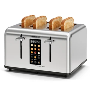 4-Slice Stainless Steel Toaster with 1.5" Extra Wide Slots, LED Digital Display, Independent Left/Right Control, 6 Browning Levels, Bagel/Waffle/Gluten Free Presets, Defrost/Reheat/Cancel, Removable 4-Slice Stainless Steel Toaster with 1.5" Extra Wide Slots, LED Digital Display, Independent Left/Right Control, 6 Browning Levels, Bagel/Waffle/Gluten Free Presets, Defrost/Reheat/Cancel, Removable