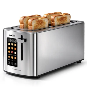 4-Slice Stainless Steel Toaster with 1.5" Long & Wide Slots, LED Digital Display, 6 Browning Levels, 6 Bread Modes (Bagel/White/Waffle/Gluten Free/Muffin/Grain), Defrost/Reheat/Cancel, Smart Touch P 4-Slice Stainless Steel Toaster with 1.5" Long & Wide Slots, LED Digital Display, 6 Browning Levels, 6 Bread Modes (Bagel/White/Waffle/Gluten Free/Muffin/Grain), Defrost/Reheat/Cancel, Smart Touch P