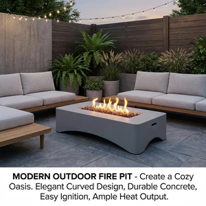 56" Propane Fire Pit Table, Rectangular Outdoor Gas Fire Pit 50,000 BTU, Modern Minimalist Fire Table for Patio Backyard Deck, Concrete Firepit with Waterproof Cover, Lava Rocks & Tank SeatLight Grey 56" Propane Fire Pit Table, Rectangular Outdoor Gas Fire Pit 50,000 BTU, Modern Minimalist Fire Table for Patio Backyard Deck, Concrete Firepit with Waterproof Cover, Lava Rocks & Tank SeatLight Grey