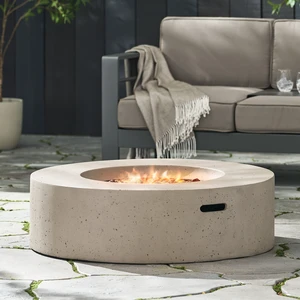 Outdoor 50,000 BTU Round MgO Concrete Propane Fire Pit, Light Grey (Tank Cover not Included) Outdoor 50,000 BTU Round MgO Concrete Propane Fire Pit, Light Grey (Tank Cover not Included)