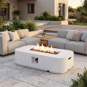 Outdoor 48.2" Rectangular MgO Fire Pit White - 50,000 BTU (Tank Cover not Included) Outdoor 48.2" Rectangular MgO Fire Pit White - 50,000 BTU (Tank Cover not Included)