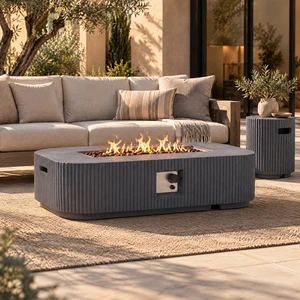 Outdoor 48.2" Rectangular MgO Fire Pit Grey - 50,000 BTU Outdoor 48.2" Rectangular MgO Fire Pit Grey - 50,000 BTU