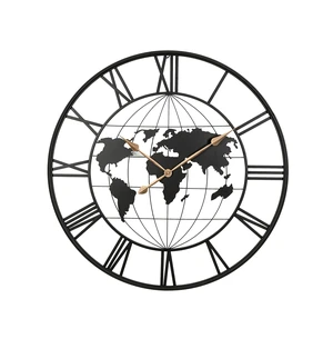 36 Inch Large Black Metal Wall Clock, Modern Silent World Map Wall Clock with Gold Pointers, Decorative for Living Room, Entryway, Dinning Room, Bedroom 36 Inch Large Black Metal Wall Clock, Modern Silent World Map Wall Clock with Gold Pointers, Decorative for Living Room, Entryway, Dinning Room, Bedroom
