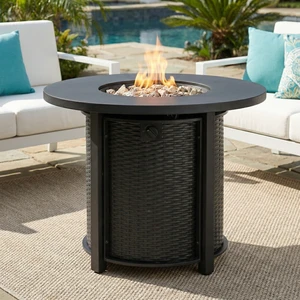 30" Propane Gas Fire Pit Table, 50000 BTU Round Steel Fire Pit for Outside Patio Deck Garden Courtyard-Black 30" Propane Gas Fire Pit Table, 50000 BTU Round Steel Fire Pit for Outside Patio Deck Garden Courtyard-Black