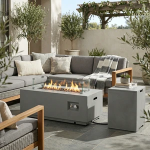 (Old SKU: W853P193937) 42" Propane Gas Fire Pit Table with Propane Tank Storage Bin, 50000 BTU Rectangular Steel Fire Pit with Glass Wind Guard for Outside Patio Deck Garden Courtyard -Gray (Old SKU: W853P193937) 42" Propane Gas Fire Pit Table with Propane Tank Storage Bin, 50000 BTU Rectangular Steel Fire Pit with Glass Wind Guard for Outside Patio Deck Garden Courtyard -Gray