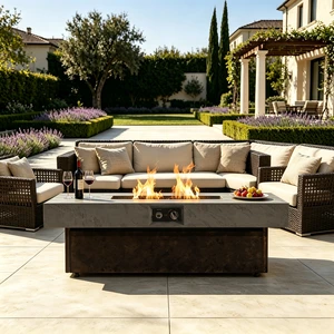 50000 BTU Rectangle Fire Pit Table, Smokeless Propane Outdoor Firepit Table with Convertible Coffee Table Design, Dual Height Adjustable Weather Resistant Patio Fire Furniture 50000 BTU Rectangle Fire Pit Table, Smokeless Propane Outdoor Firepit Table with Convertible Coffee Table Design, Dual Height Adjustable Weather Resistant Patio Fire Furniture
