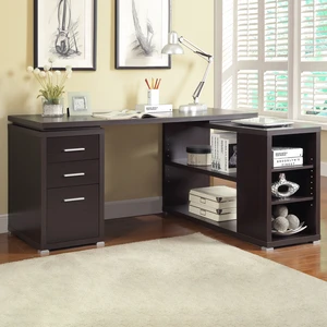 Tona Cappuccino 3-Drawer L-shape Computer Desk Tona Cappuccino 3-Drawer L-shape Computer Desk