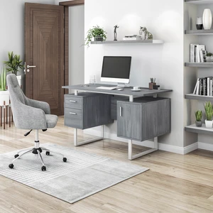 Grey Desk for Office with Drawers & Storage, 51.25" W Grey Desk for Office with Drawers & Storage, 51.25" W