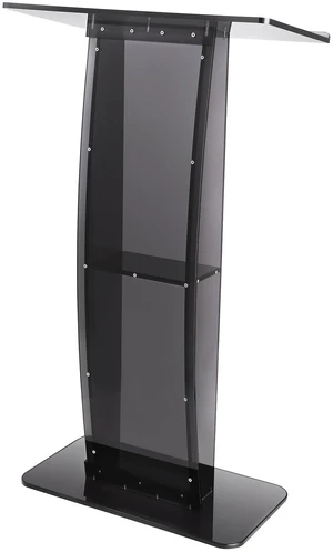 Acrylic Podium, 47" Acrylic Podium Stand with Wide Reading Surface & Storage Shelf, Floor-standing Clear Pulpits Acrylic for Church Office School, Black Acrylic Podium, 47" Acrylic Podium Stand with Wide Reading Surface & Storage Shelf, Floor-standing Clear Pulpits Acrylic for Church Office School, Black