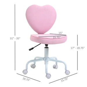 Pink Heart-Shaped Office Chair, Adjustable Swivel Chair for Bedroom & Vanity, Cute & Comfy Style Pink Heart-Shaped Office Chair, Adjustable Swivel Chair for Bedroom & Vanity, Cute & Comfy Style