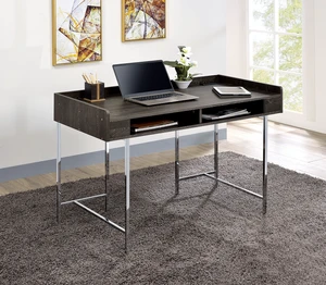 Modern Contemporary USB Supported Computer Desk With Drawer Space Providing Storage, Wood And Steel Construction Modern Contemporary USB Supported Computer Desk With Drawer Space Providing Storage, Wood And Steel Construction