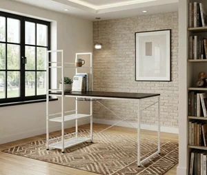 Reversible Smart Workstation Wooden Desk White/Brown Reversible Smart Workstation Wooden Desk White/Brown