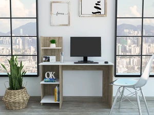 Vilna 120 Writing Desk , Four Shelves -Light Oak / White Vilna 120 Writing Desk , Four Shelves -Light Oak / White