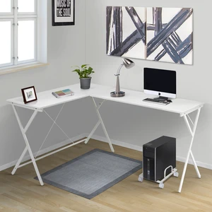 White L-shaped Computer Desk with CPU Holder White L-shaped Computer Desk with CPU Holder