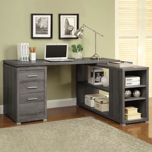 Tona Weathered Grey 3-Drawer L-shape Desk Tona Weathered Grey 3-Drawer L-shape Desk