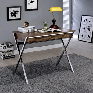 Weathered Oak and Chrome 2-drawer Writing Desk Weathered Oak and Chrome 2-drawer Writing Desk