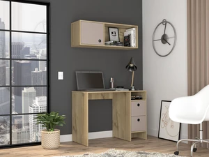 Light Oak and Taupe 2-Shelf 3-Drawer 2-Piece Office Set Light Oak and Taupe 2-Shelf 3-Drawer 2-Piece Office Set