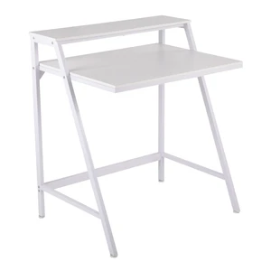 2-Tier Contemporary Office Desk in White Steel and White Wood 2-Tier Contemporary Office Desk in White Steel and White Wood