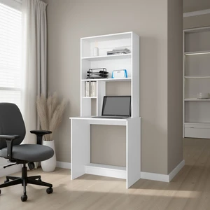 FM FURNITURE Anderson Computer Desk with Hutch Small Space Writing Study Table White FM FURNITURE Anderson Computer Desk with Hutch Small Space Writing Study Table White