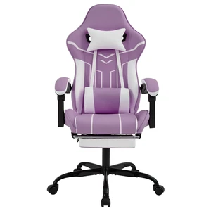 Gaming chair, Computer Chair Ergonomic Chair with Footrest Office Chair Ergonomic Computer Chair with Lumbar Backrest Purplewhite