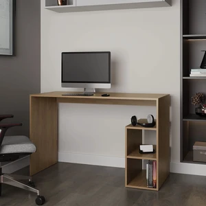 Natural Oak Computer Desk with Open Storage and Open Shelf Natural Oak Computer Desk with Open Storage and Open Shelf