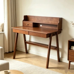 100% Solid Wood Desk Writing Computer Desk Mid Century Modern Home Office Table with Drawer for Bedroom 100% Solid Wood Desk Writing Computer Desk Mid Century Modern Home Office Table with Drawer for Bedroom