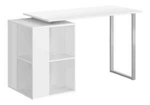 Computer Desk, Home Office, Left, Right Set-up, Storage Shelves, 55"l, Work, Laptop, White Laminate, Grey Metal, Contemporary, Modern Computer Desk, Home Office, Left, Right Set-up, Storage Shelves, 55"l, Work, Laptop, White Laminate, Grey Metal, Contemporary, Modern