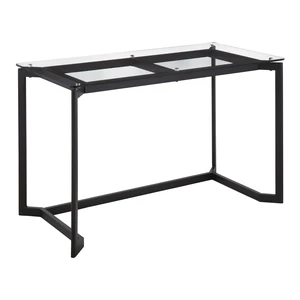 Modern Office Desk in Black Steel with Clear Glass Top Modern Office Desk in Black Steel with Clear Glass Top