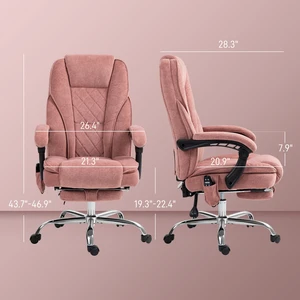 Heated Reclining Massage Office Chair with Adjustable Height and Footrest, Pink Heated Reclining Massage Office Chair with Adjustable Height and Footrest, Pink