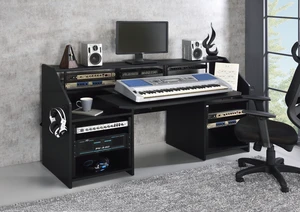 Black Music Desk with Earphone Rack Black Music Desk with Earphone Rack