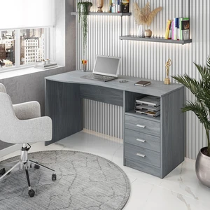 Classic Computer Desk with Multiple Drawers, Grey Classic Computer Desk with Multiple Drawers, Grey