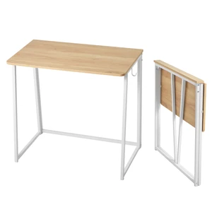 Folding Desk, 31.5" Foldable Table for Small Spaces with Storage Hooks, Space Saving Computer Table, Writing Workstation for Home Office, Easy Assembly, Oak Folding Desk, 31.5" Foldable Table for Small Spaces with Storage Hooks, Space Saving Computer Table, Writing Workstation for Home Office, Easy Assembly, Oak
