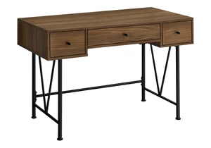 Computer Desk, Home Office, Laptop, Storage Drawers, 48"l, Work, Walnut Laminate, Black Metal, Transitional Computer Desk, Home Office, Laptop, Storage Drawers, 48"l, Work, Walnut Laminate, Black Metal, Transitional