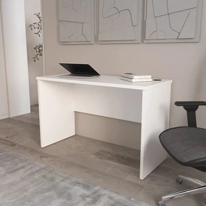 White Minimalist Home Office Work Desk with Cable Management White Minimalist Home Office Work Desk with Cable Management