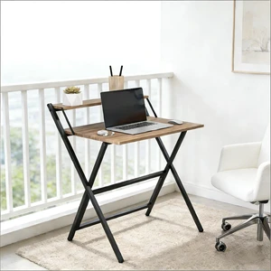 Folding Computer Desk, with Monitor Shelf for Small Space, Home Office, Study, Walnut Folding Computer Desk, with Monitor Shelf for Small Space, Home Office, Study, Walnut