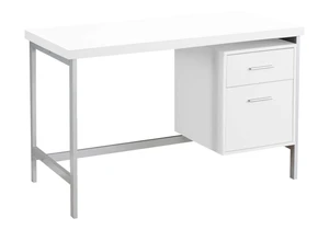 Computer Desk, Home Office, Laptop, Left, Right Set-up, Storage Drawers, 48"l, Work, White Laminate, Grey Metal, Contemporary, Modern Computer Desk, Home Office, Laptop, Left, Right Set-up, Storage Drawers, 48"l, Work, White Laminate, Grey Metal, Contemporary, Modern